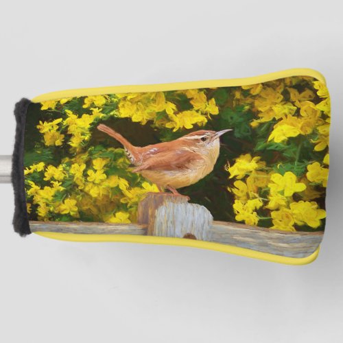 Carolina Wren Painting _ Original Wild Bird Art Golf Head Cover