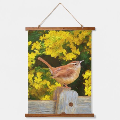 Carolina Wren Painting _ Original Wild Bird Art Hanging Tapestry