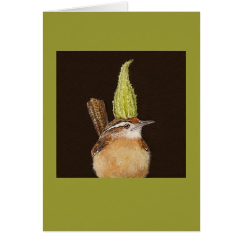 Carolina wren with milkweed card