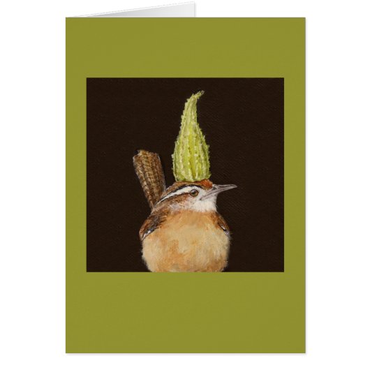 Carolina wren with milkweed card (Front)