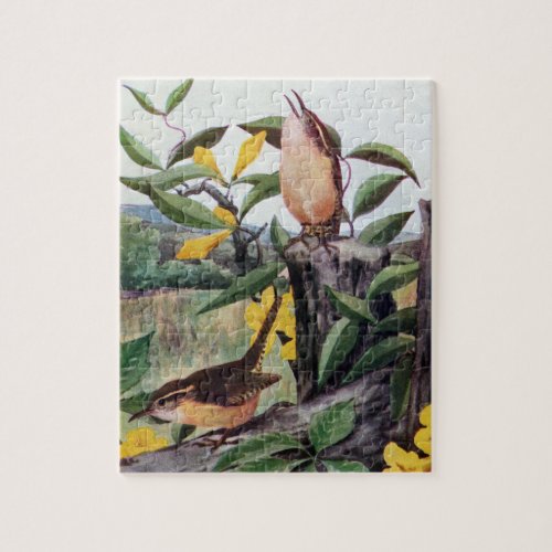 Carolina Wrens and Yellow Jessamine Jigsaw Puzzle