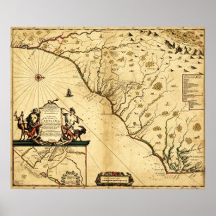 Carolinas with North to the RightPanoramic Map Poster