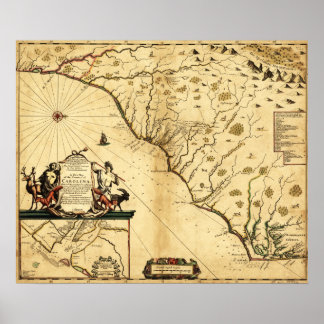 Carolinas with North to the RightPanoramic Map Poster