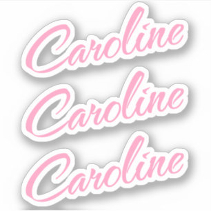 Caroline Decorative Name in Pink x3 Sticker