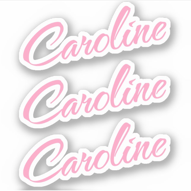Caroline Decorative Name in Pink x3 Sticker (Front)
