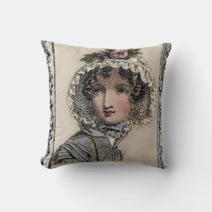 Caroline, Jane Austen inspired black, romantic Throw Pillow