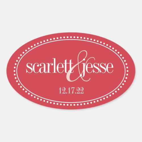 Caroline Monogram Label Red Oval Sticker