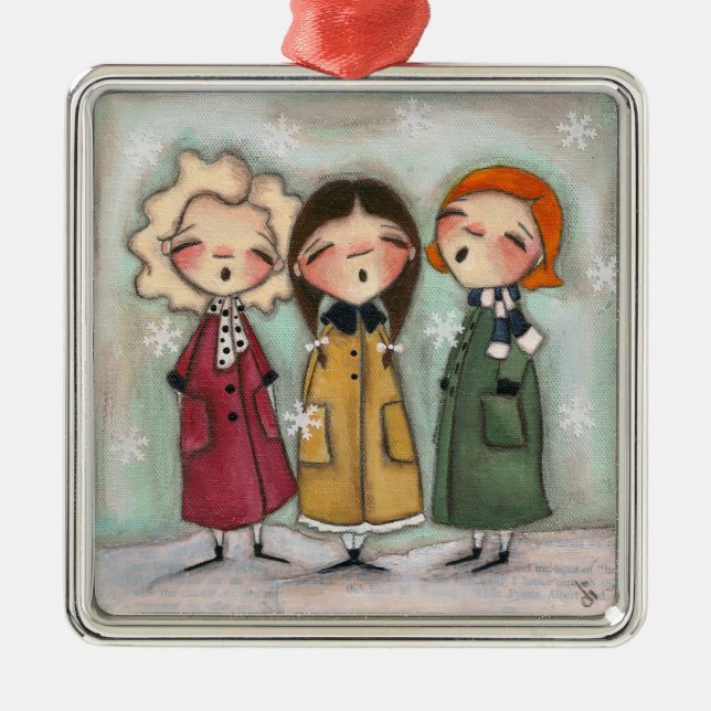 Caroling, Caroling - Premium Square Ornament (Front)