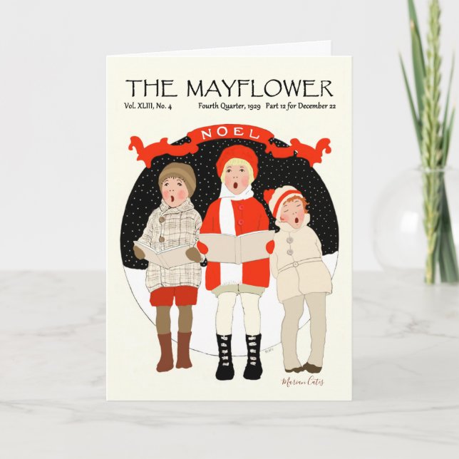 Caroling Children Vintage Christmas Noel Snow Holiday Card (Front)