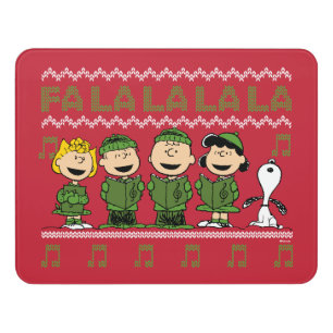 Caroling Christmas Sweater Graphic Door Sign