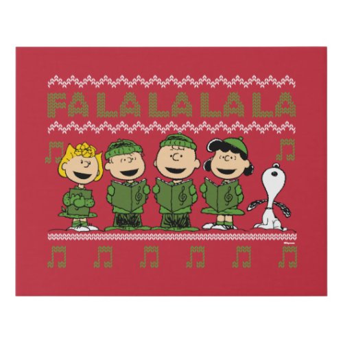 Caroling Christmas Sweater Graphic Faux Canvas Print