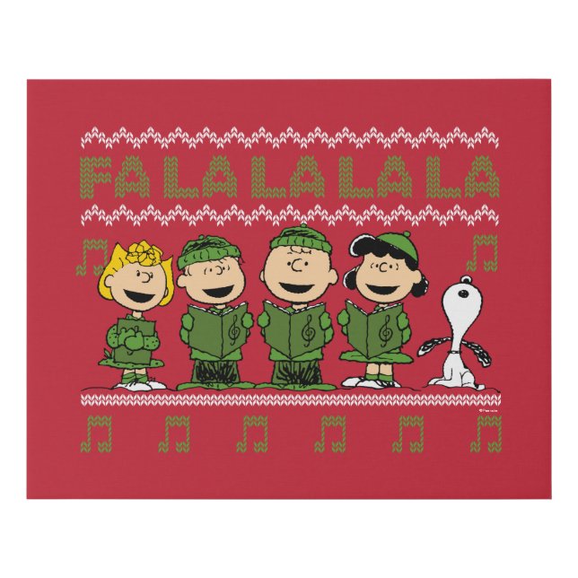 Caroling Christmas Sweater Graphic Faux Canvas Print (Front)