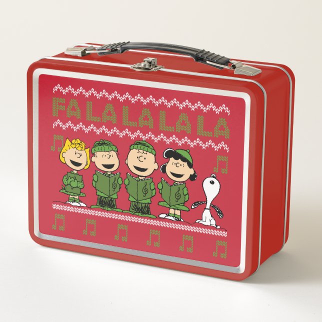 Caroling Christmas Sweater Graphic Metal Lunch Box (Front)