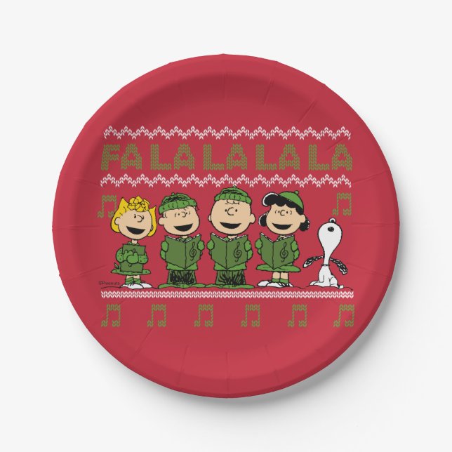 Caroling Christmas Sweater Graphic Paper Plates (Front)