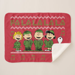 Caroling Christmas Sweater Graphic Sherpa Blanket