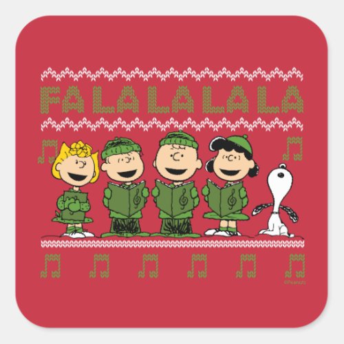 Caroling Christmas Sweater Graphic Square Sticker