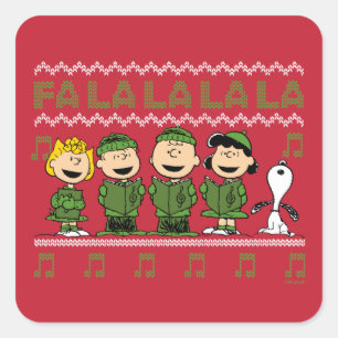 Caroling Christmas Sweater Graphic Square Sticker