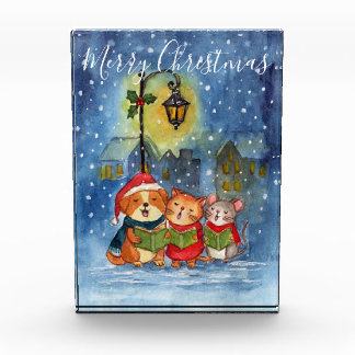 Caroling Companions Under the Snow Photo Block