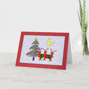Caroling Crawfish Fleur de Lis Christmas Holiday Card