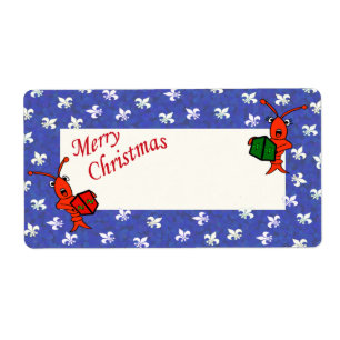 Caroling Crawfish Fleur de Lis Gift Labels