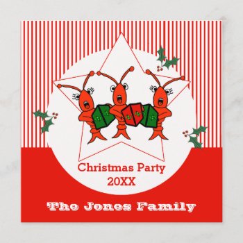 Caroling Crawfish / Lobsters Christmas Party Invitation by EnchantedBayou at Zazzle