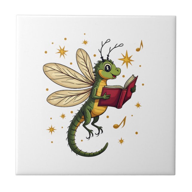 Caroling Dragonfly Ceramic Tile (Front)