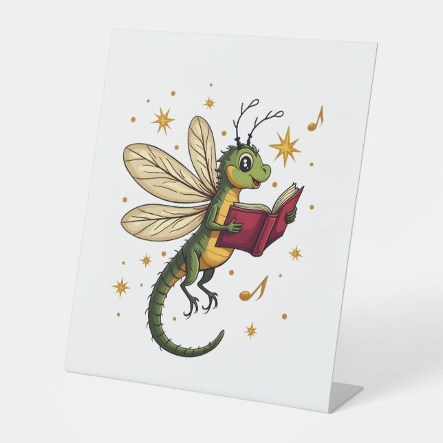 Caroling Dragonfly Pedestal Sign (Front)