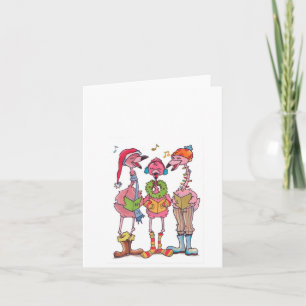 Caroling Flamingos Holiday Notecard