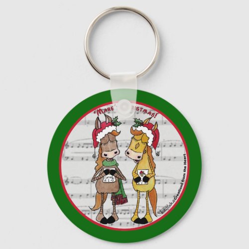Caroling Horses_ Marey Christmas Keychain