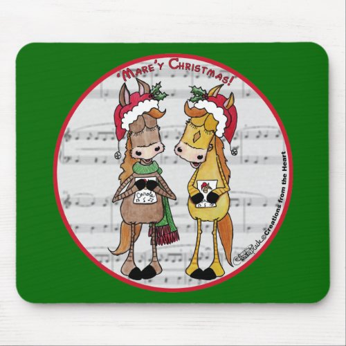 Caroling Horses_ Marey Christmas Mouse Pad