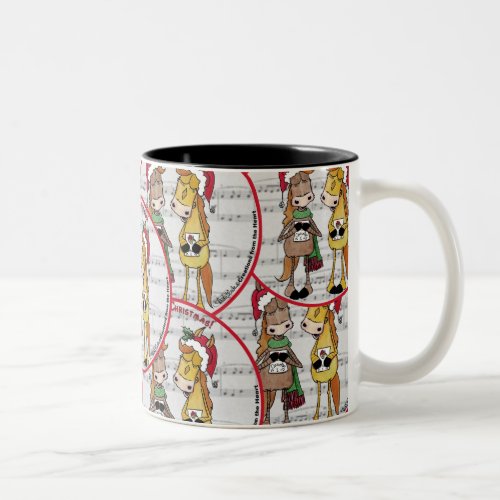 Caroling Horses_ Marey Christmas Two_Tone Coffee Mug