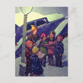 Caroling In The Snow  1935 Postcard by metroswank at Zazzle