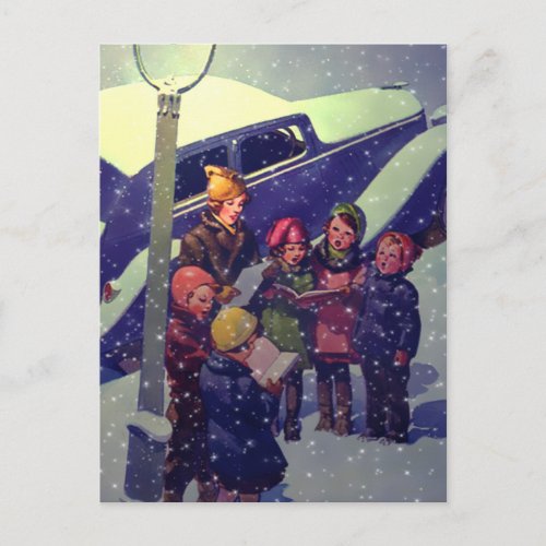 Caroling in the Snow 1935 Postcard