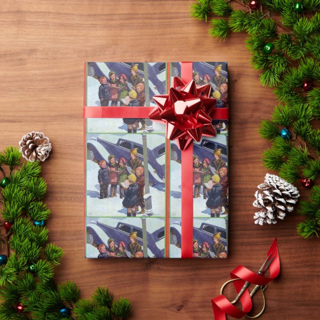 Caroling in the Snow Wrapping Paper (Holiday Gift)