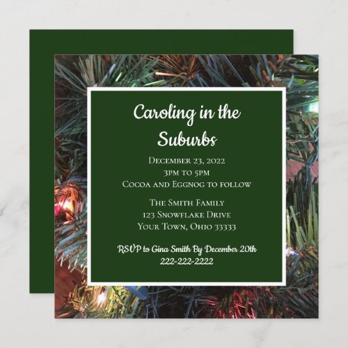 Caroling in the Suburbs Christmas Invitation