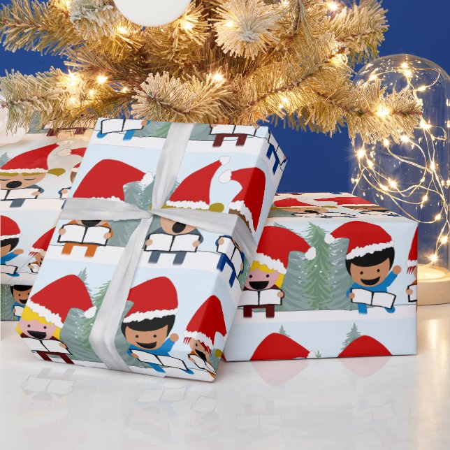 Caroling Kids Choir Christmas Wrapping Paper (Holidays)