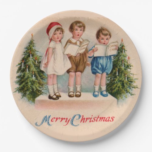 Caroling Kids Christmas Paper Plates