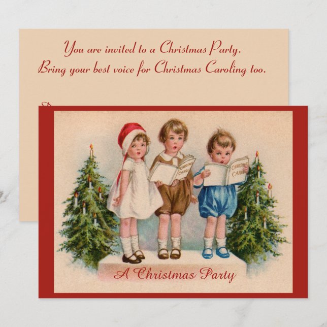 Caroling Kids Christmas Party Invitation (Front/Back)