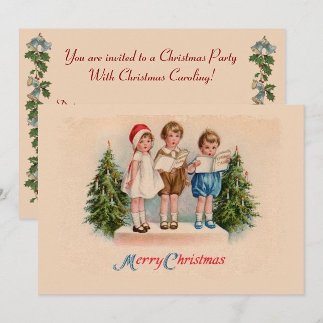 Caroling Kids Christmas Party Invitation (Front/Back)