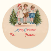 Caroling Kids Gift Tag Stickers