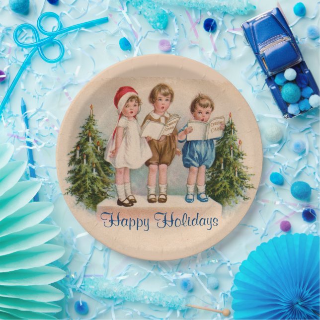 Caroling Kids Holiday Paper Plates (Party)