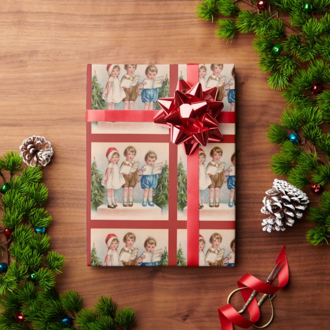 Caroling Kids Merry Christmas Wrapping Paper (Holiday Gift)