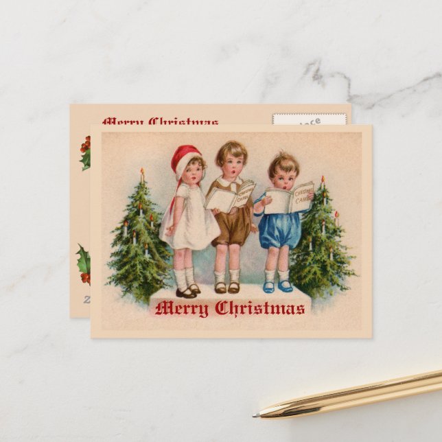 Caroling Kids Postcard (Front/Back In Situ)