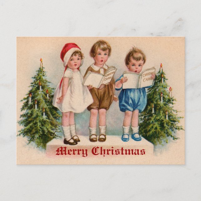 Caroling Kids Victorian Vintage Postcard (Front)