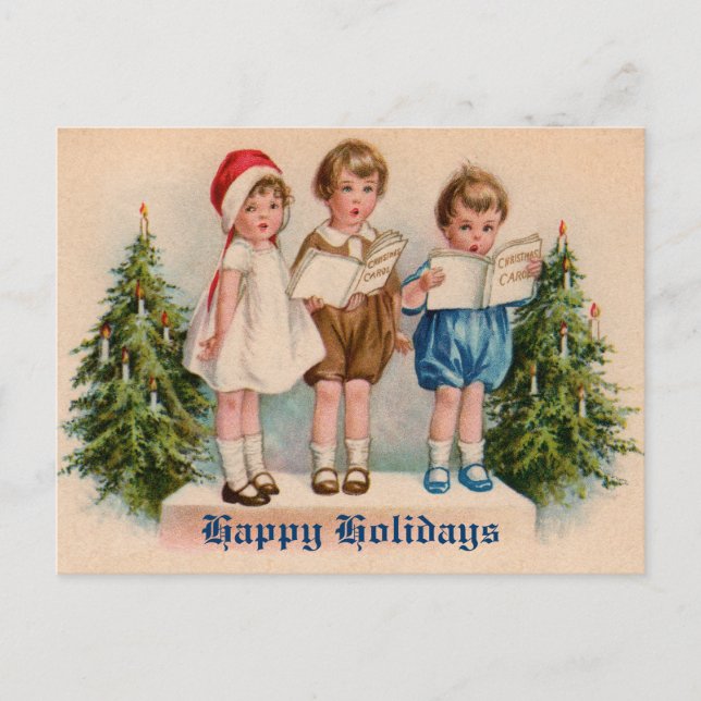Caroling Kids Victorian Vintage Postcard (Front)