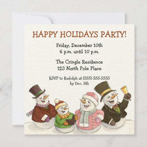 Caroling Snowmen Holiday Party Invitations