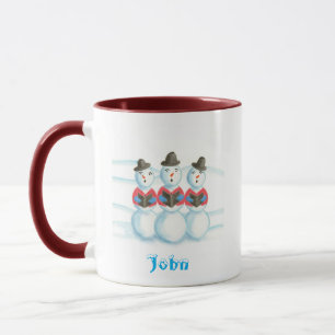 Caroling Snowmen Personalized Christmas Mugs