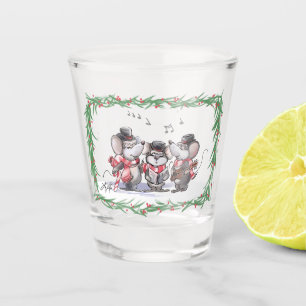 Caroling with Mic, Mac & Moe Shot Glass