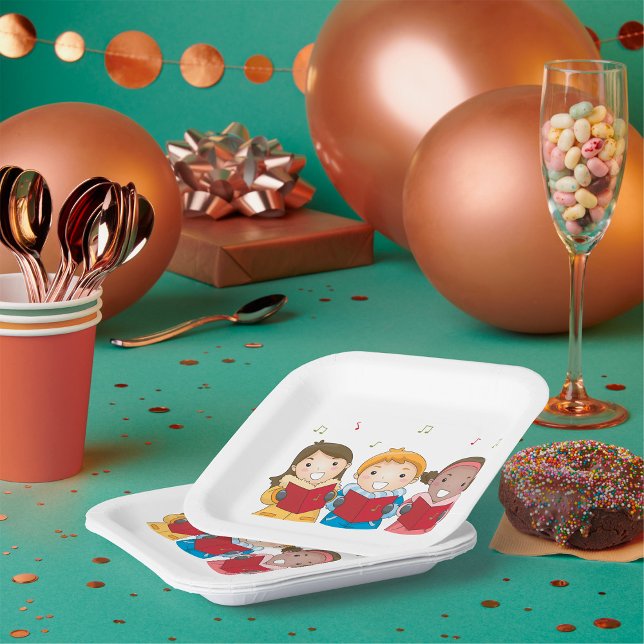 Carolling Children Paper Plates (Creator Uploaded)