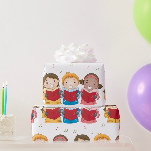 Carolling Children Wrapping Paper